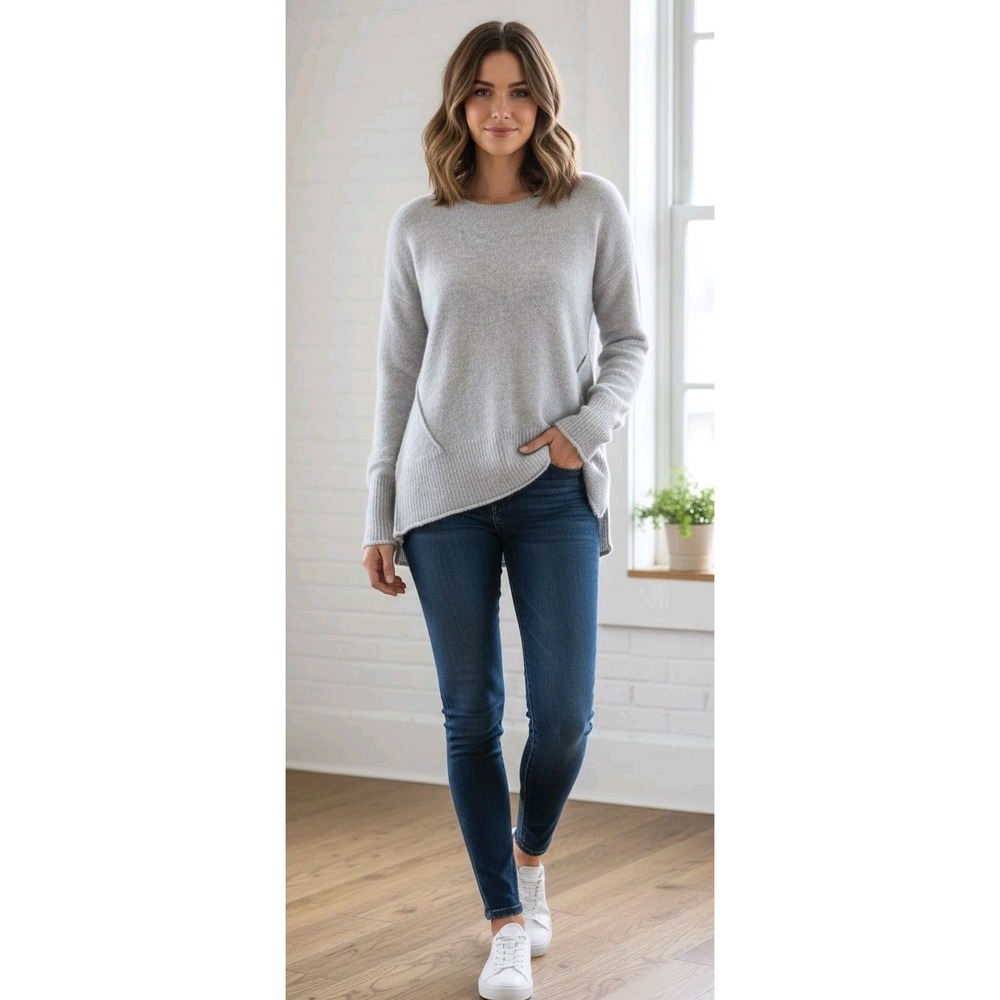 Logg H&M Women's Small Gray Fuzzy Knit Pullover Sweater Soft Dolman
